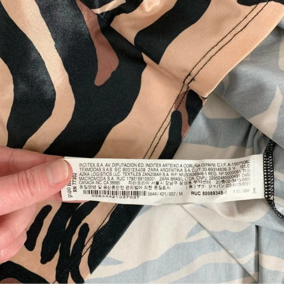 Zara Tiger Animal Print Cowl Neck Satin Slip Mini Dress Size Medium Brown Tan - Picture 12 of 16